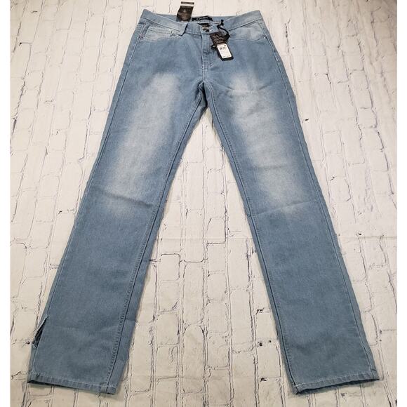 M Society MENS SIZE 32X34 Straight Light Wash Blue Fit Denim Jeans - Picture 1 of 13